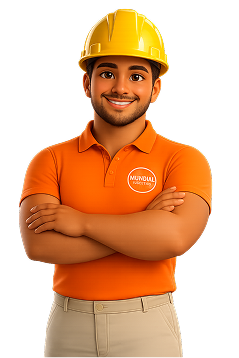 Personagem guia da Conexão Gente & Cultura, com capacete de EPI amarelo